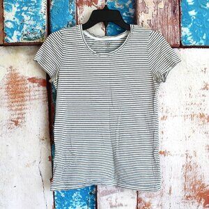 Women's Gap Junior's T-Shirt Short Sleeve Striped SMALL White/Navy